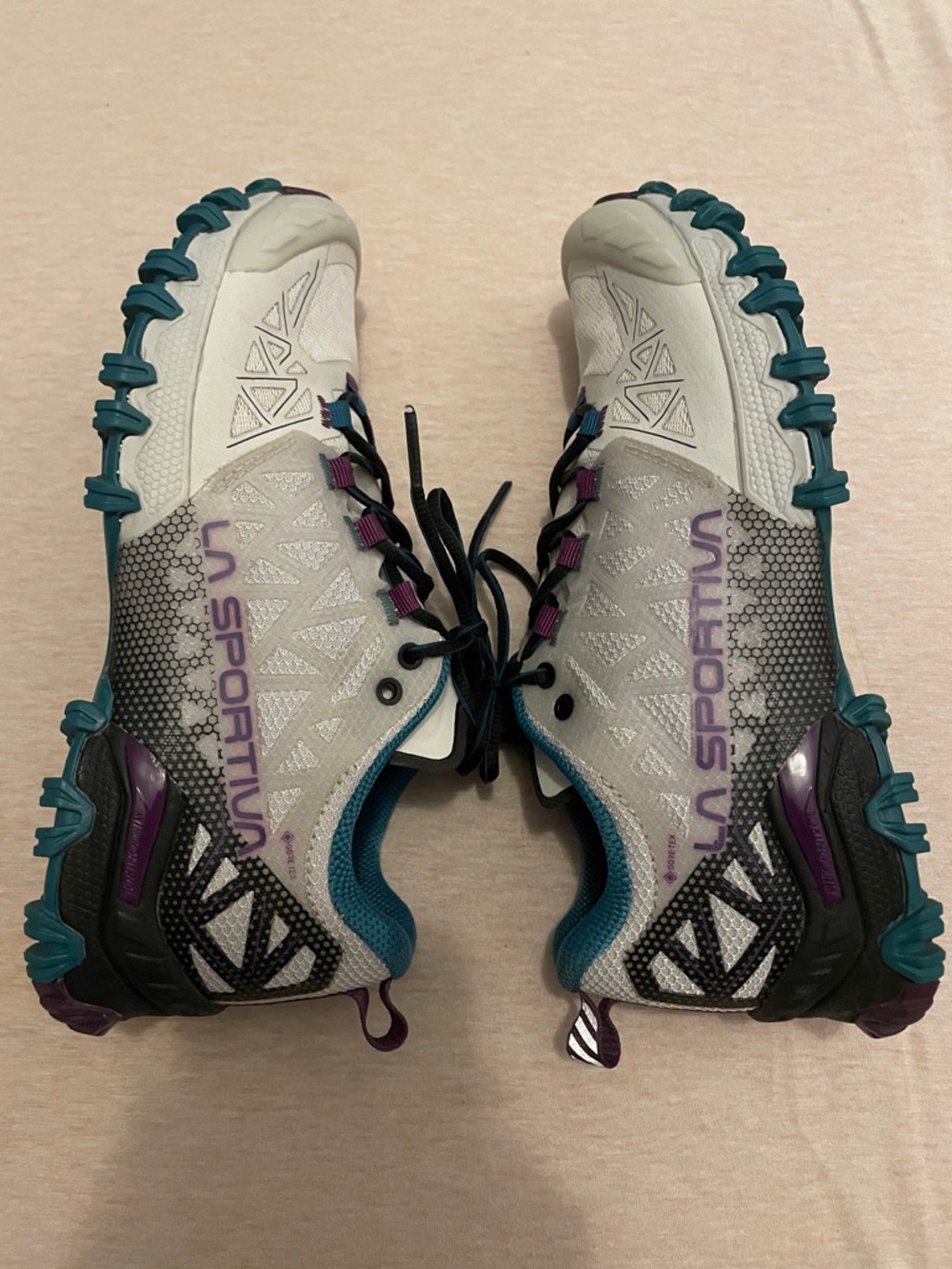 NWOT La Sportiva Women's Teal, Purple & White Trail Trainers. No Box.